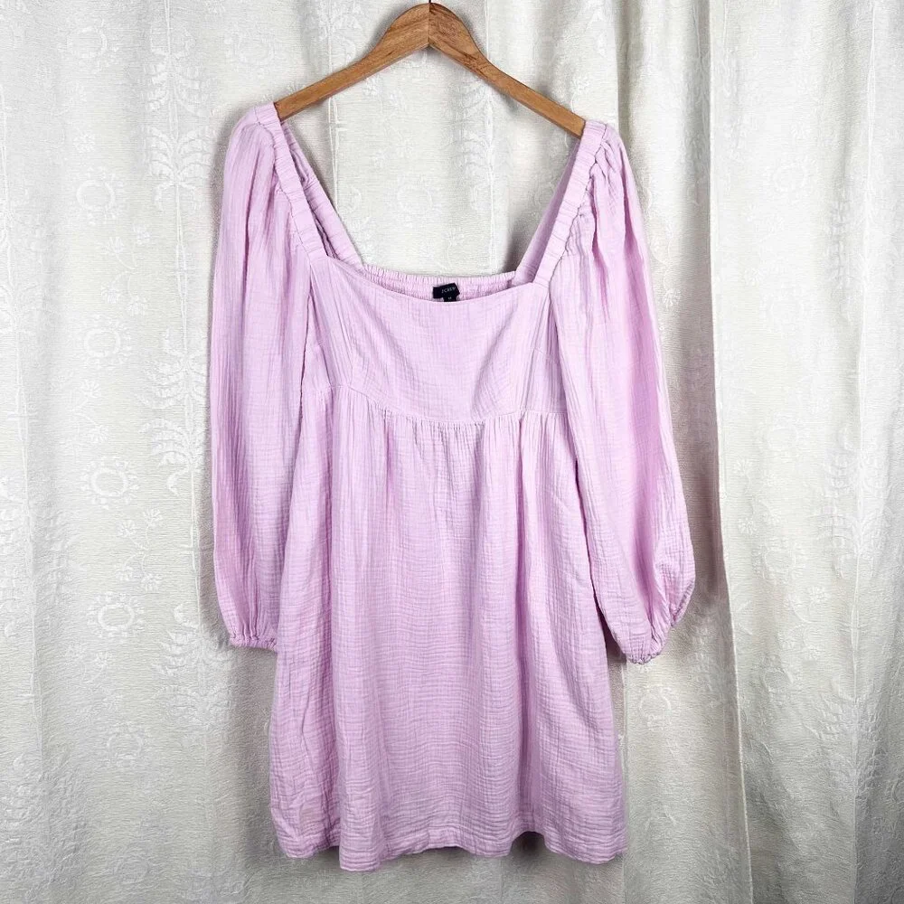 J Crew squareneck soft gauze dress purple